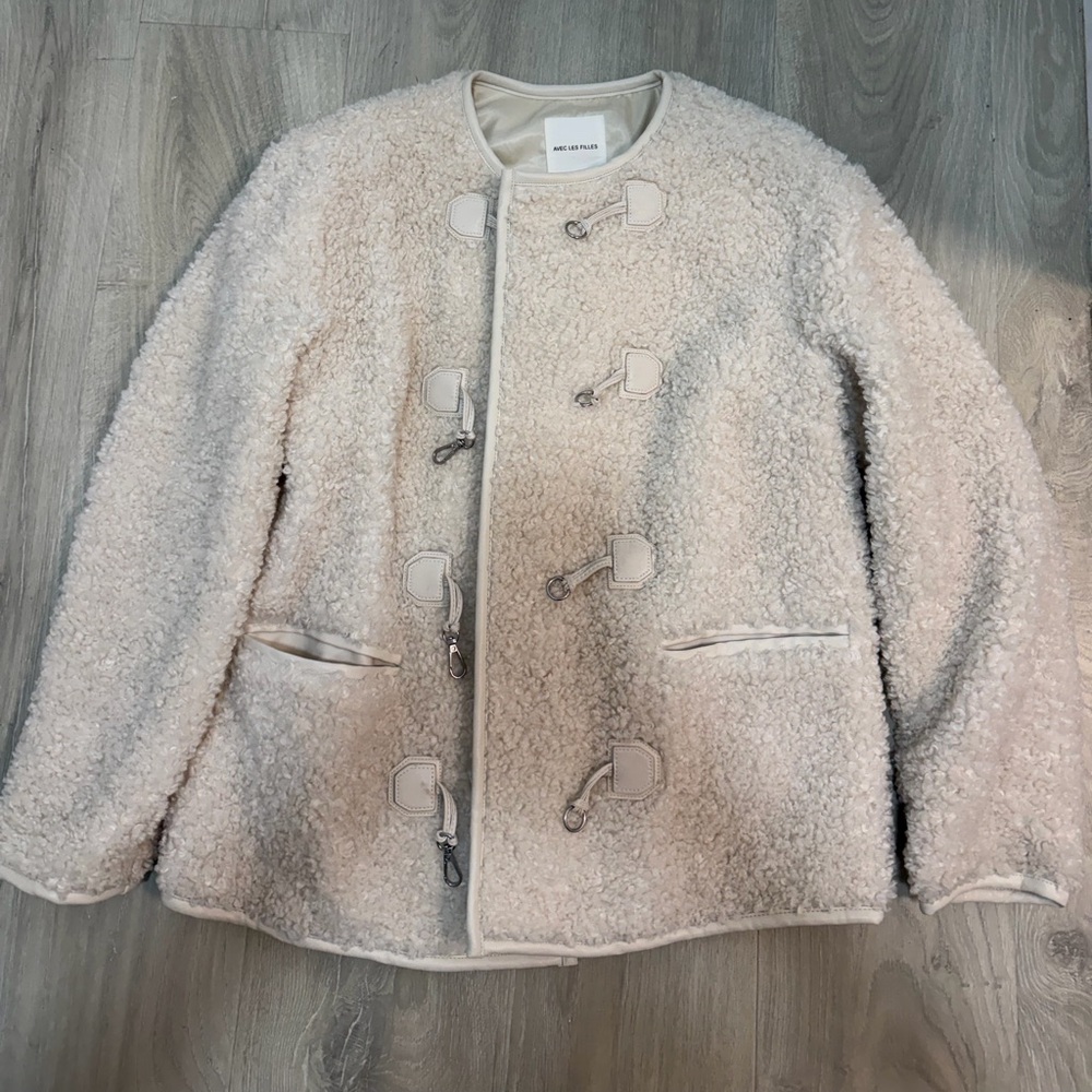 Avec Les Filles Cream Teddy Jacket